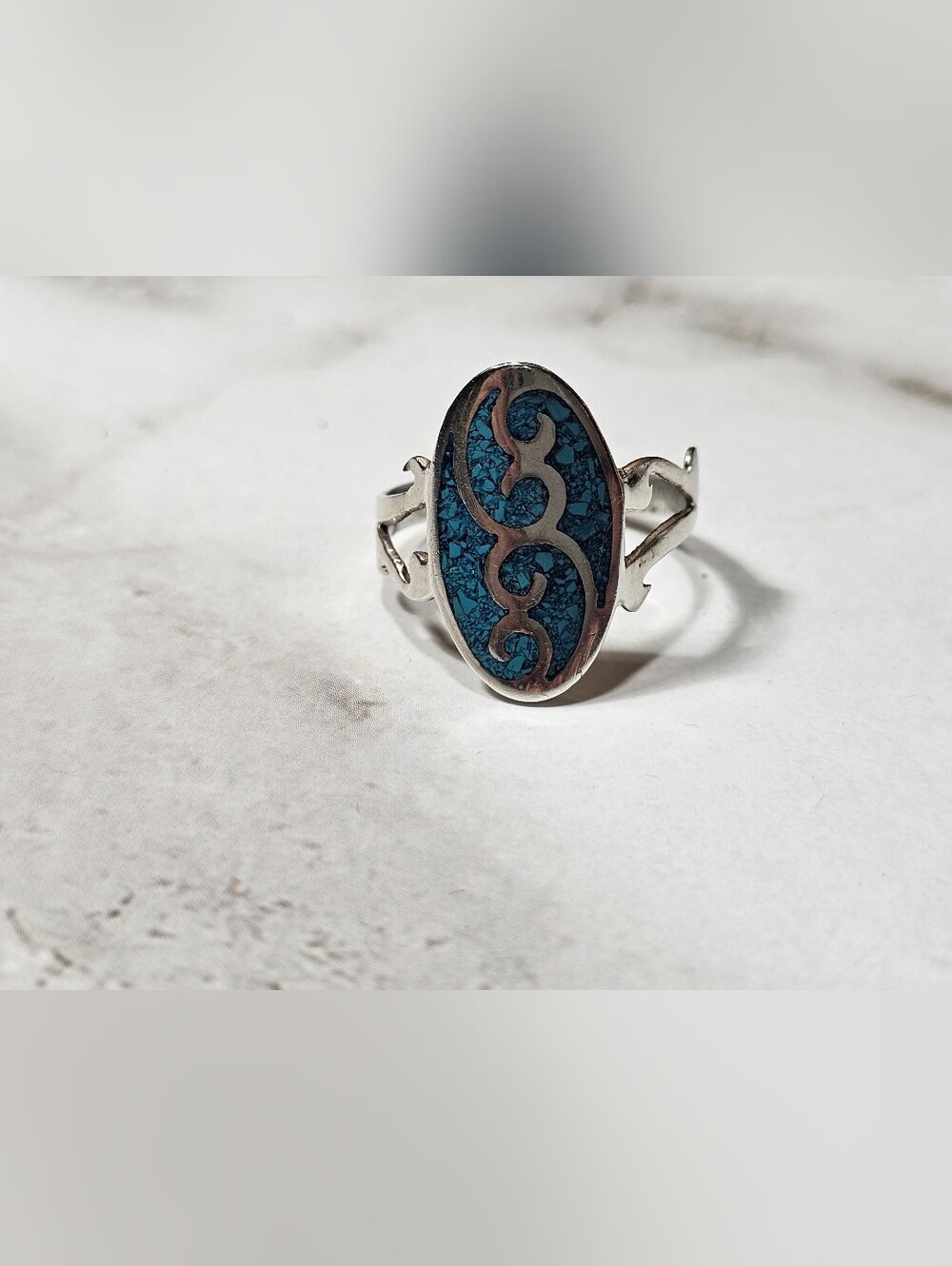 Vintage Sterling and Inlaid Turquoise Ring